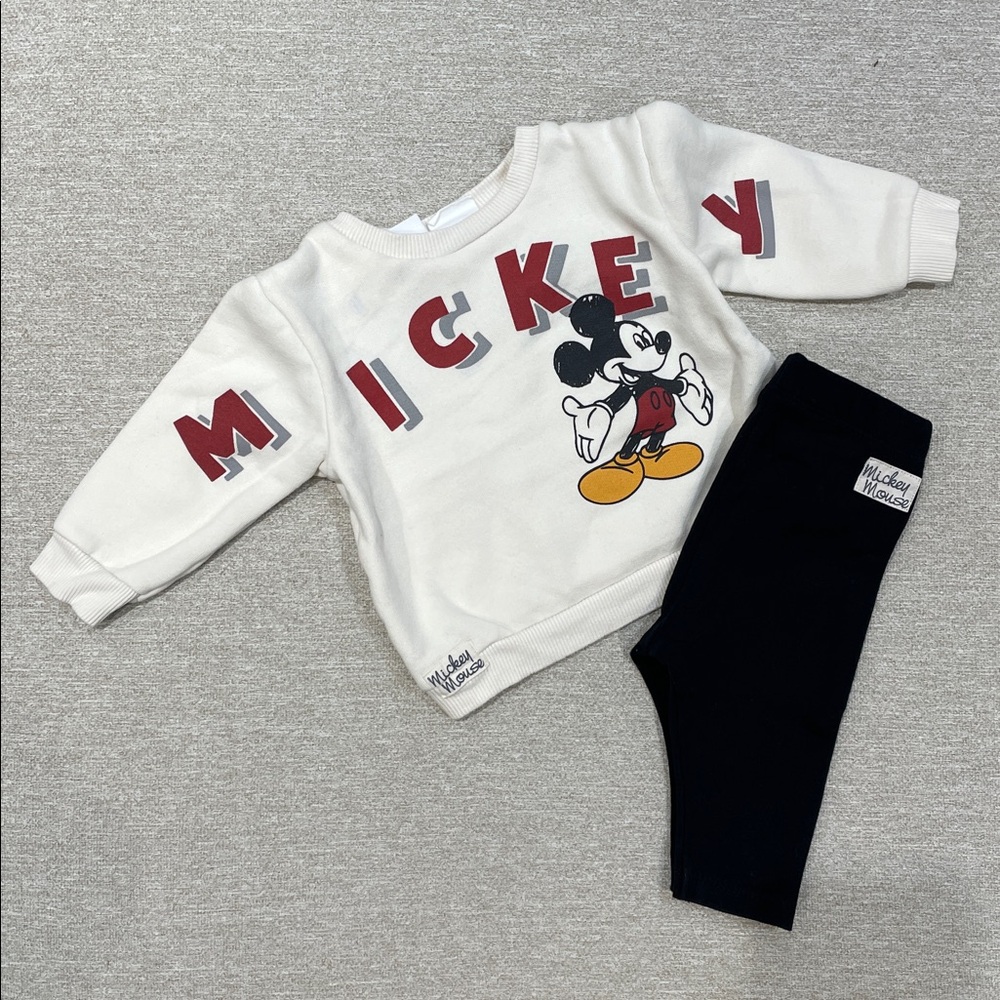 3-6m ZARA Disney Mickey Mouse Baby Sweatshirt and pants